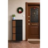 formood Üçlü Metal Ayakkabılık Siyah Ahşaplı ABD CEVİZ MDF DİKEY
