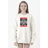 Forrest Gump Run Forrest Run Beyaz Kadın 2ip Sweatshirt