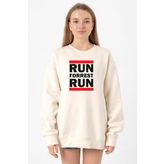 Forrest Gump Run Forrest Run Ekru Kadın 2ip Sweatshirt