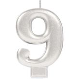 ForWhat Büro Ev Dekoru için 9 Rakam Silver Mum