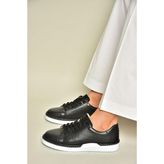 Fox Shoes Siyah Kadın Deri Sneaker 13311