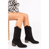 fox SHOES Süet Kısa Topuklu Kadın Bot E267730002