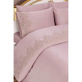 Fransız Dantelli Sultans Tek Kişilik Nevresim Takımı 4 Parça Pudra - 160 x 220 cm