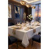 Fransız Güpürlü Masa Örtüsü Krem Tablecloth