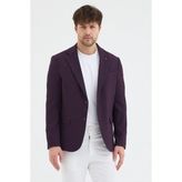 Frappoli Tussio Erkek Bordo Poliviskon Kumaşlı Slim Fit Kendinden Mendilli Mono Yaka Spor Blazer Ceket - 50