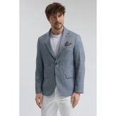 Frappoli Victor Erkek Vizon Pamuk Karışımlı Yarım Astarlı Kapak Cepli Mono Yaka Spor Blazer Ceket - 50 - Lacivert