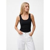 Frena Kadın Fitilli Görünüm Askılı Basic Bluz Atlet - Siyah - XS