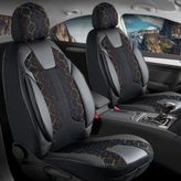 Freshstart Skoda Forman Station Wagon Deri Detaylı Oto Koltuk Kılıfı Ön Arka Set Cyrus 3 Renk - Siyah