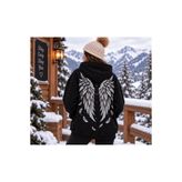 frısoon Melek Kanatlı Siyah Kadın Kapüşonlu Sweatshirt
