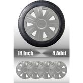 FRWY Ford Fiesta Uyumlu 4 Adet Jant Kapağı 14" Inç Fiesta Yazı Soğuk Baskılı Gri FW074 - 14 inç