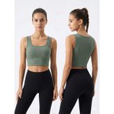 Ftilli Spor Crop Büstiyer - Haki