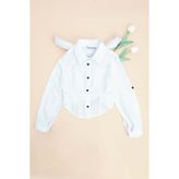 Fulla Moda Basic Beli Gipeli Crop Kız Çocuk Gömlek