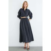 Fulla Moda Beli Lastikli Cepli Maxi Boy Etek