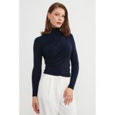 Fulla Moda Drapeli Balıkçı Yaka Bluz