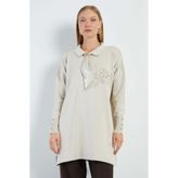 Fulla Moda Fullamodest Fularlı Jakarlı Triko Tunik