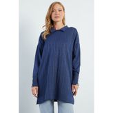 Fulla Moda Fullamodest Jakarlı Polo Yaka Tunik