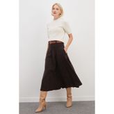 Fulla Moda Kırçıllı Kemerli Maxi Boy Etek