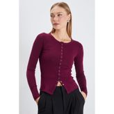 Fulla Moda Önü Çıtçıtlı Ribanalı Slim Fit Bluz
