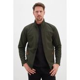 FullaModa Fermuarlı Dik Yaka Softshell Ceket - Haki