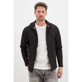 FullaModa Fermuarlı Kapüşonlu Softshell Ceket - 2XL - Siyah