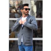 Füme Erkek Cep Detaylı Triko Ceket