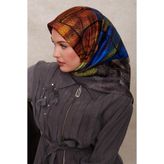 Füme Karmaşık Desen Twill İpek Eşarp