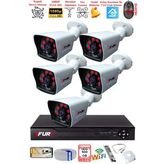 FURY 5 Kameralı 2MP Full HD Görüntü 6 Atom Led Gece Görüşlü Dış Mekan Güvenlik Kamerası Seti 500GB