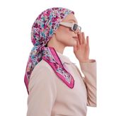 Fuşya Karışık Çiçek Desen Soft Eşarp