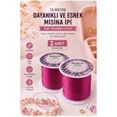 Fuşya Misina İpi 0.5Mm 10 Metre 2 Adet Esnek Boncuk Takı Dizme İpi Elastik İp Bileklik Aksesuar Lastiği Yuvarlak Elyaf
