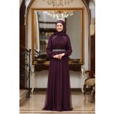 FUVAL MODA Efsane Tesettür Abiye Elbise Mor