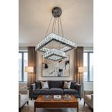 G-Light 2 Katlı Kare Kristal Modern Sarkıt LED Avize