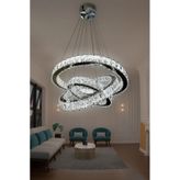 G-light 3 Katlı Kristal Taşlı Modern Led Avize Renkli