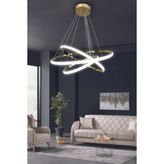G-Light 3' Lü Çember Modern Sarkıt LED Avize - Gold