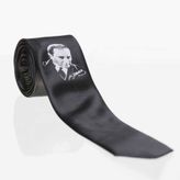 Gaffy Çocuk Boy Atatürk ve İmza Baskılı Saten Siyah Kravat