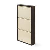 Gaga Mobilya - 3Lu Kilitli Metal Ayakkabilik (Kahve-Krem)
