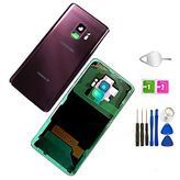 Galaxy S9 Uyumlu Arka Cam Kapak Arka Kapı Su Geçirmez Montaj Yedek Önceden Yüklenmiş Kamera Lensi ve Çerçevesi Samsung Galaxy S9 OEM için - Tüm Modeller G960 Aletli Tüm Taşıyıcılar (Lilac Mor)