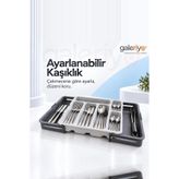 Galeriyo Ayarlanabilir Gri Kaşıklık Organizer – Genişleyebilir Çekmece İçi Düzenleyici Gri-Antrasit