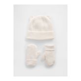 GAP Bebek Beyaz CashSoft Ayı Bere & Eldiven Set