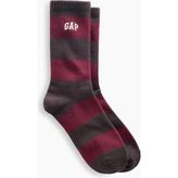 Gap Erkek Bordo Rugby Çizgili Logo Crew Çorap - M - L