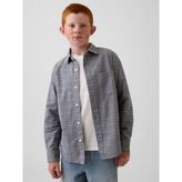 Gap Erkek Çocuk Gri Relaxed Ekose Oxford Gömlek - 2XL