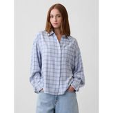 Gap Kadın Açık Mavi Flannel Oversized Gömlek