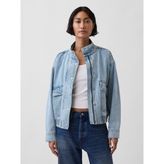 Gap Kadın Açık Mavi Oversized Denim Bomber Ceket - L