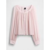 Gap Kadın Açık Pembe Sheer Button-Front Transparan Gömlek