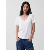 Gap Kadın Beyaz Organik Pamuk Vintage V Yaka T-Shirt - XS