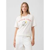 Gap Kadın Beyaz Peanuts Oversized Grafik Baskılı T-Shirt