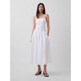 GAP Kadın Beyaz Poplin Drop-Waist Maxi Elbise