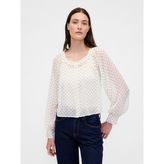 GAP Kadın Beyaz Sheer Button-Front Transparan Gömlek