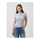 GAP Kadın Gri Modern Fitilli Logo T-Shirt
