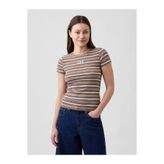 GAP Kadın Kahverengi Modern Fitilli Logo T-Shirt