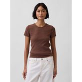 GAP Kadın Kahverengi Pointelle Bisiklet Yaka T-Shirt